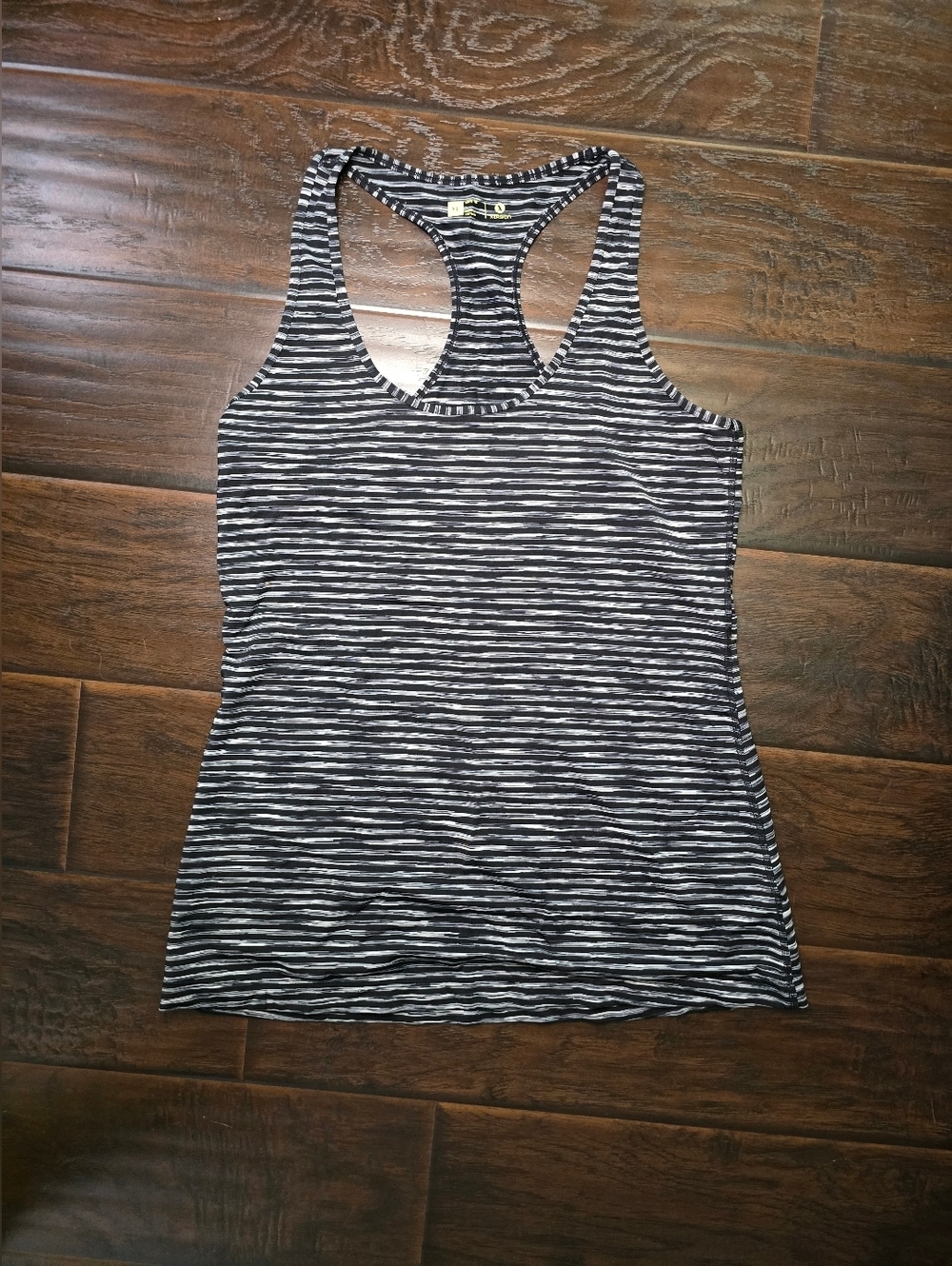 Xersion Womens Black White Stripe Racerback Slim Fit Tank Top XL